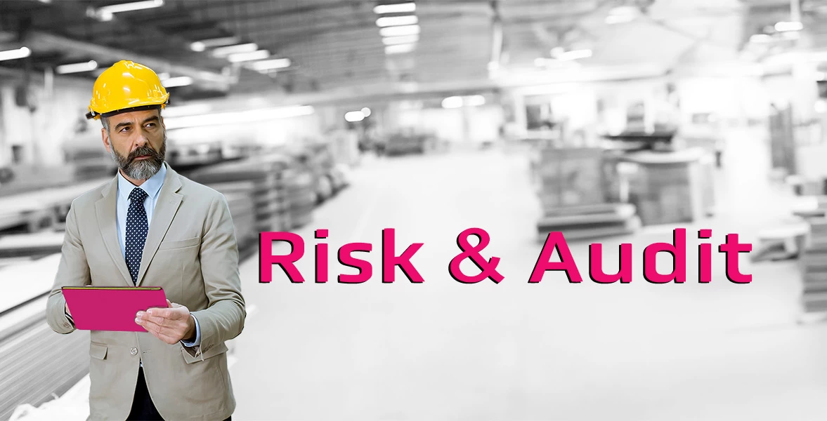 Manager ispeziona fabbrica con software Risk and audit Zucchetti